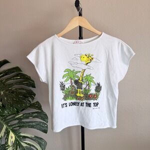Vintage 1986 BJ Frog Funky Single Stitch Baby Tee Cropped‎ Graphic Tee Size L